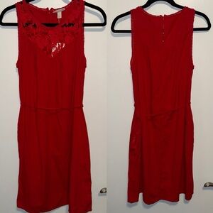 Knox Rose Red Crochet Lace Detail Mini Dress